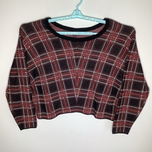 Torrid‎ Womens Cropped Red & Black Long Sleeve Sweater Sz 1X